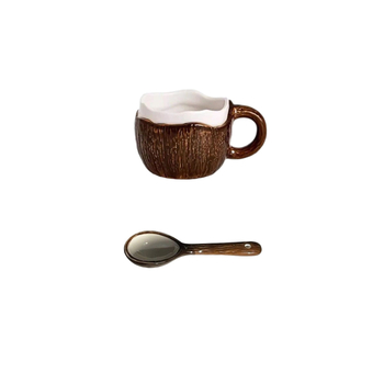 Keramický hrnček na kávu - moderný minimalistický štýl, téma kokosové mlieko