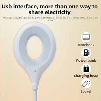 Nočná stolná lampa s hlasovým ovládaním stmievania, napájaná zo zásuvky 5V, ABS tienidlo, geometrický dizajn