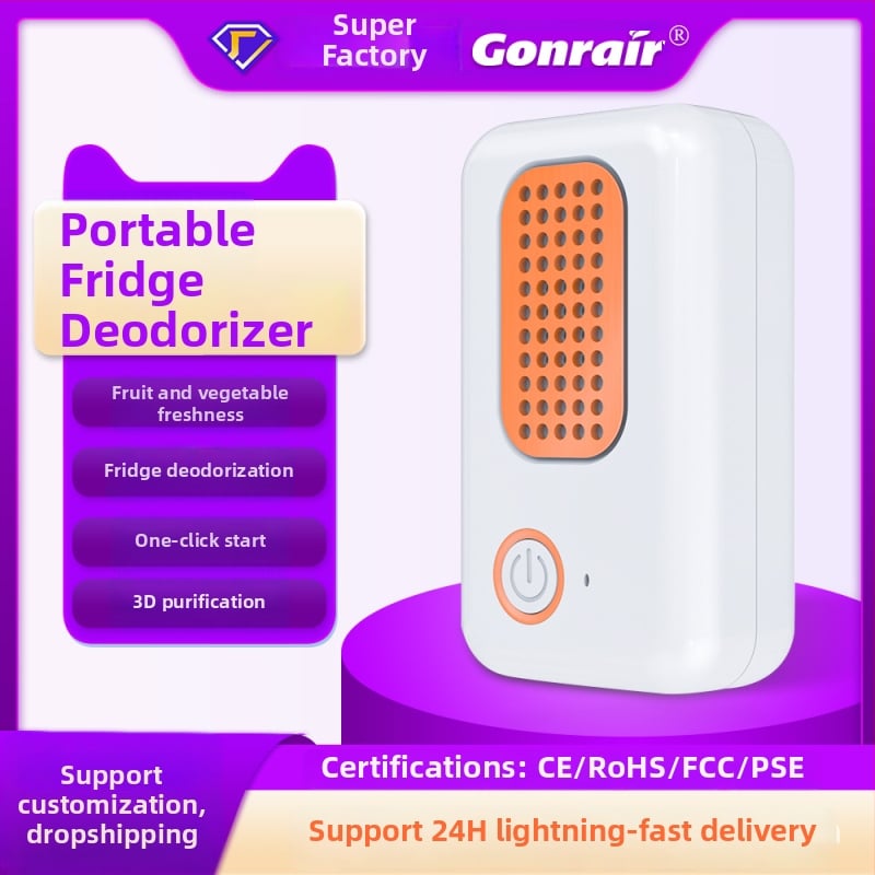 Ozónový čistič vzduchu na odstraňovanie zápachu a sterilizáciu — do priestorov do 10 m², batériové napájanie, tichý chod (<36 dB), ovládanie tlačidlom