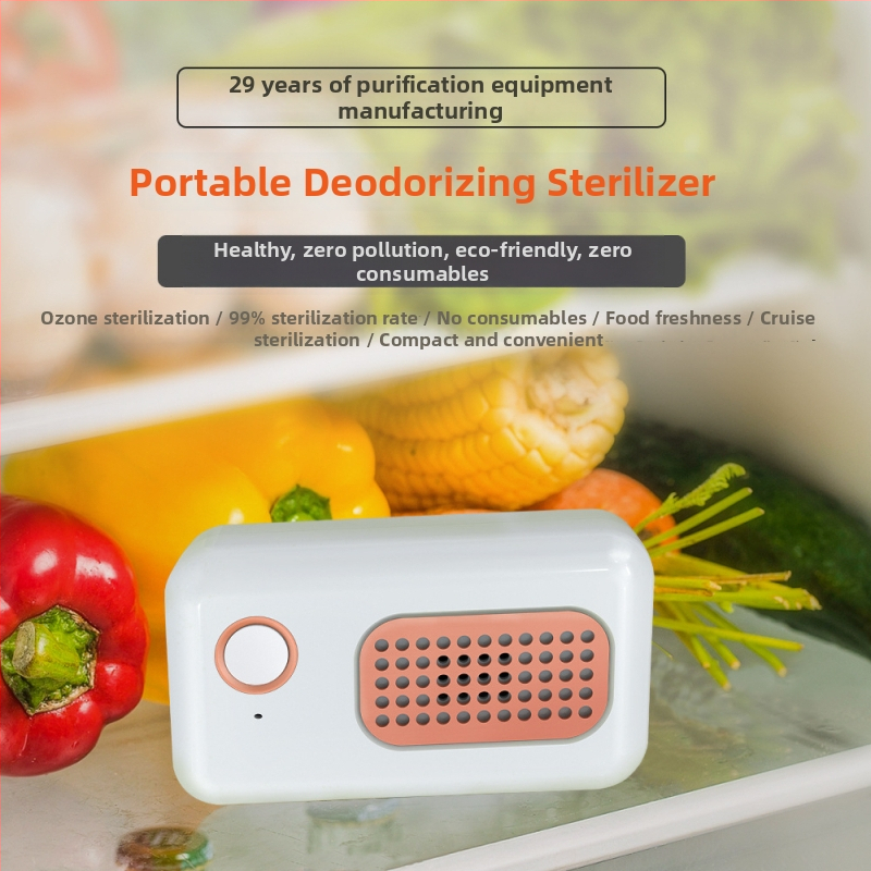 Sterilizator de aer pe bază de ozon pentru eliminarea mirosurilor, pentru camere până la 10 m², alimentare cu baterii, control prin buton, funcționare silențioasă