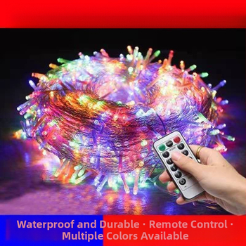 LED pásky so blikajúcimi reťazami, IP67 vodotesné dekoratívne osvetlenie pre kempovanie a zavesenie na stromy, akrylové puzdro, vstup 220V AC