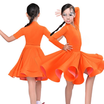 Kostým pre latinský tanec pre deti, tanečné oblečenie, Bamboo Charcoal Fiber látka, Bamboo Original Fiber 51-70%, podšívka Bamboo Charcoal Fiber 51-70%, TB-0828