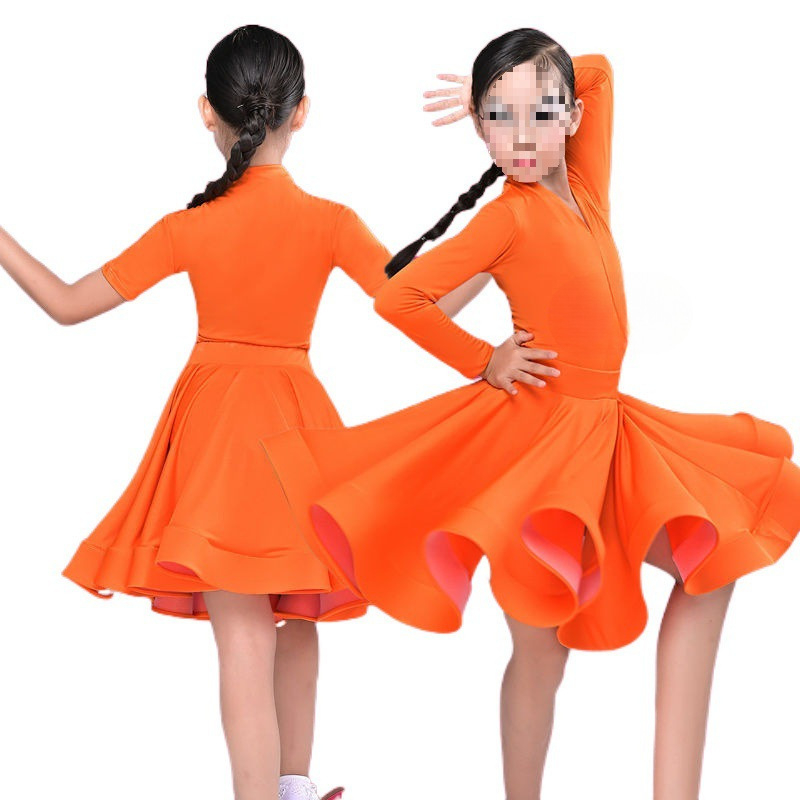 Kostým pre latinský tanec pre deti, tanečné oblečenie, Bamboo Charcoal Fiber látka, Bamboo Original Fiber 51-70%, podšívka Bamboo Charcoal Fiber 51-70%, TB-0828