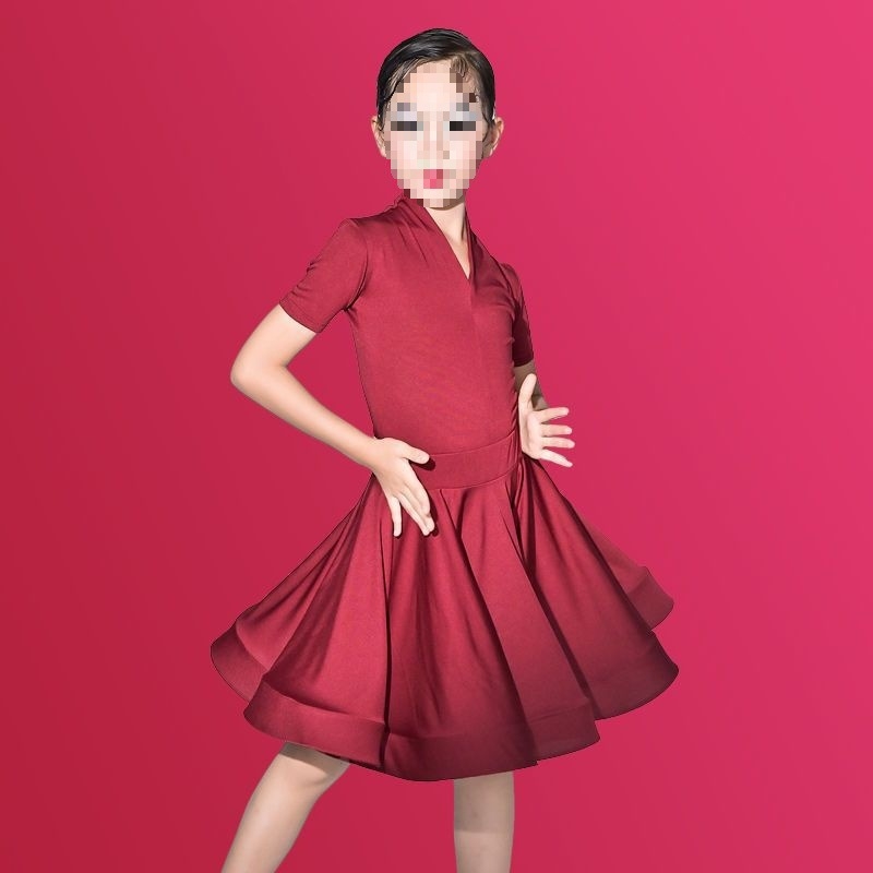 Kostým pre latinský tanec pre deti, tanečné oblečenie, Bamboo Charcoal Fiber látka, Bamboo Original Fiber 51-70%, podšívka Bamboo Charcoal Fiber 51-70%, TB-0828