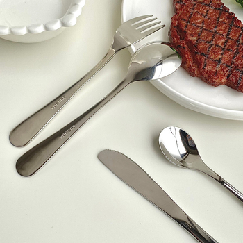 Detská sada noža, vidličky a lyžičky z 304 nerezovej ocele, zrkadlové leštenie, jednobarevný dizajn, moderný minimalistický štýl
