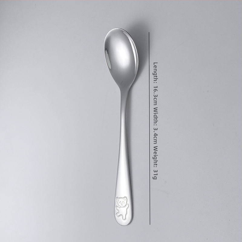 Detská sada noža, vidličky a lyžičky z 304 nerezovej ocele, zrkadlové leštenie, jednobarevný dizajn, moderný minimalistický štýl