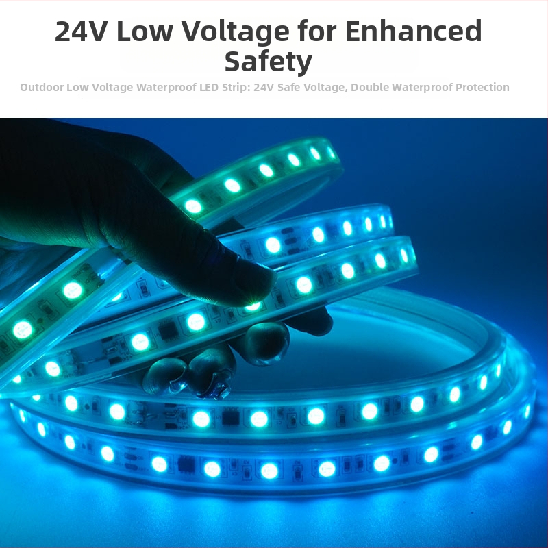 RGB symfónia LED pásik pre vonkajšie použitie, 24V, 5050, 60 LED/m, stmievateľný