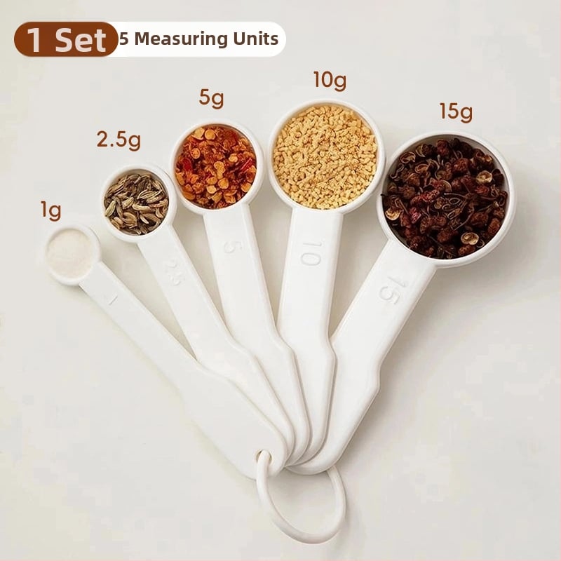 Päťdielna sada odmeriek s váhou a stupnicou na kávu pre domáce použitie v kuchyni — PP materiál, viacúčelové na pečenie