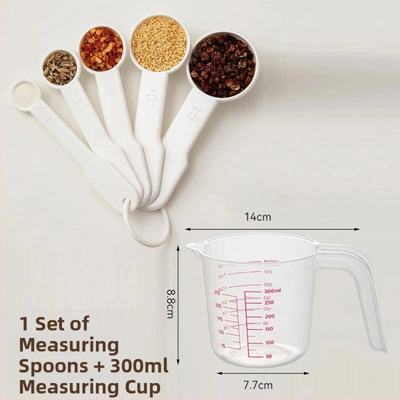 Päťdielna sada odmeriek s váhou a stupnicou na kávu pre domáce použitie v kuchyni — PP materiál, viacúčelové na pečenie