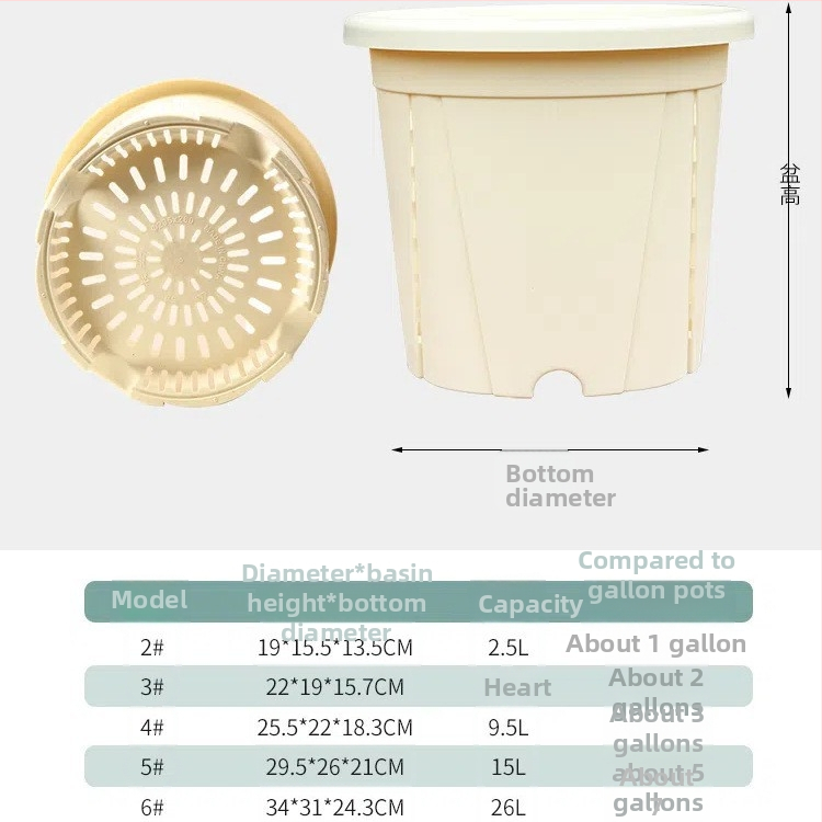 Kvetináč z živice s priedušnou konštrukciou, odolný voči deformáciám a korózii, pevný a odolný, vhodný na stolné aj podlažné použitie.