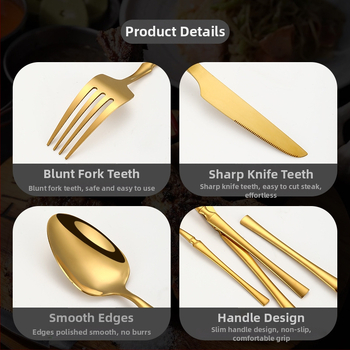 24-dielny set príborov z nehrdzavejúcej ocele 410: 6 nožov na jedlo, 6 vidličiek, 6 lyžíc na jedlo, 6 dezertných lyžíc; zrkadlový lesk, moderný minimalistický štýl; prispôsobenie k dispozícii