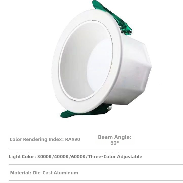 LED zabudované downlight s hlbokým kalíškom, proti oslneniu, vhodné pre komerčné a obytné priestory, trojfarebný stmievateľný reflektor, odliatok hliníka