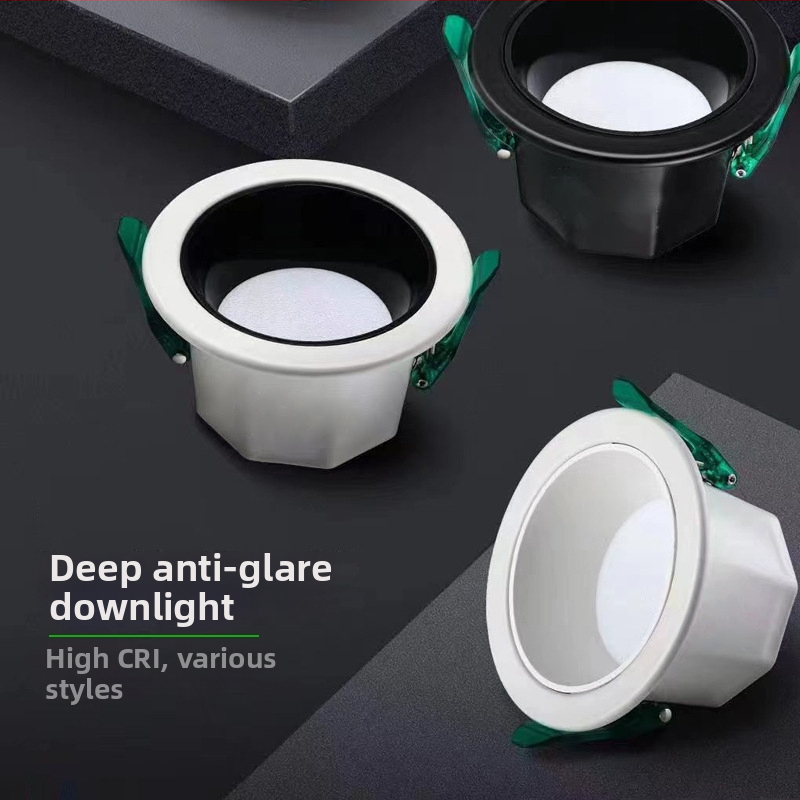 LED downlight s hlbokým pohárom proti oslneniu, trojfarebné stmievanie (3000K/4000K/6000K), skrytá montáž, telo z lisovaného hliníka, 220V