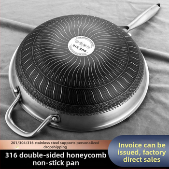 Wok set z 316-päťvrstvovej ocele, plazmové nanášanie neprilnavého povrchu, viacvrstvové dno, kryt z tvrdeného skla