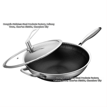 Wok set z 316-päťvrstvovej ocele, plazmové nanášanie neprilnavého povrchu, viacvrstvové dno, kryt z tvrdeného skla