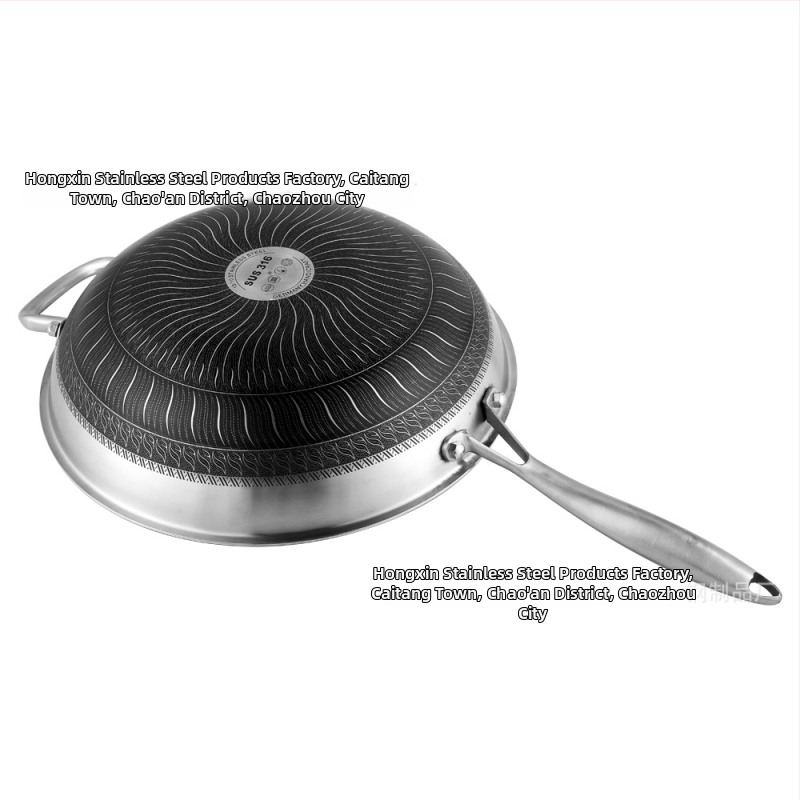 Wok set z 316-päťvrstvovej ocele, plazmové nanášanie neprilnavého povrchu, viacvrstvové dno, kryt z tvrdeného skla