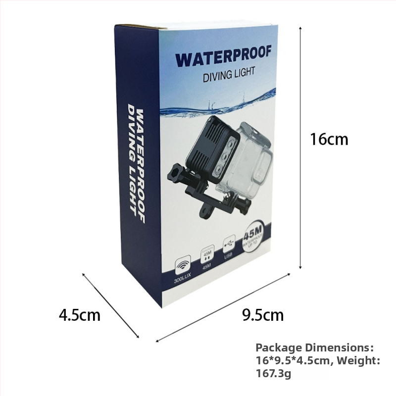 Nešiojamas LED povandeninės šviesos veiksmo kameroms — USB maitinimas, įkraunamas, ryškumo reguliavimas