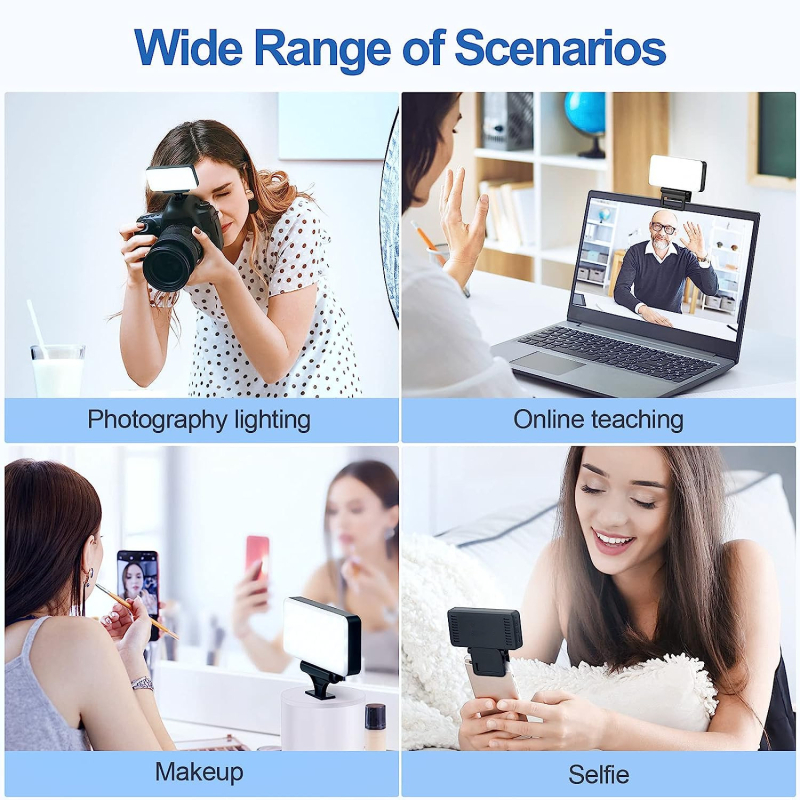 Мини запълваща светлина за телефони и камери, 5W, 10 нива на яркост, вградена батерия, размери 11×5.4×1.2 cm