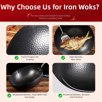 Wok z jemného železa, čínskeho štýlu, s skleneným vekom, univerzálny sporák