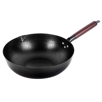 Wok z jemného železa, čínskeho štýlu, s skleneným vekom, univerzálny sporák