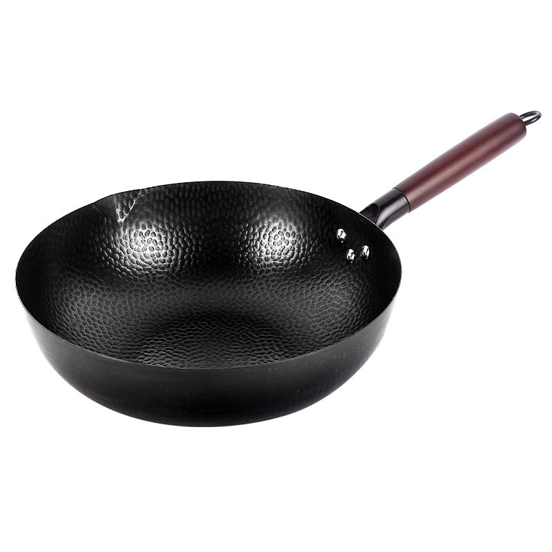 Wok z jemného železa, čínskeho štýlu, s skleneným vekom, univerzálny sporák