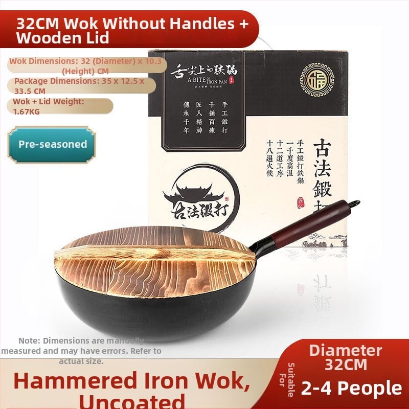 Wok z jemného železa, čínskeho štýlu, s skleneným vekom, univerzálny sporák