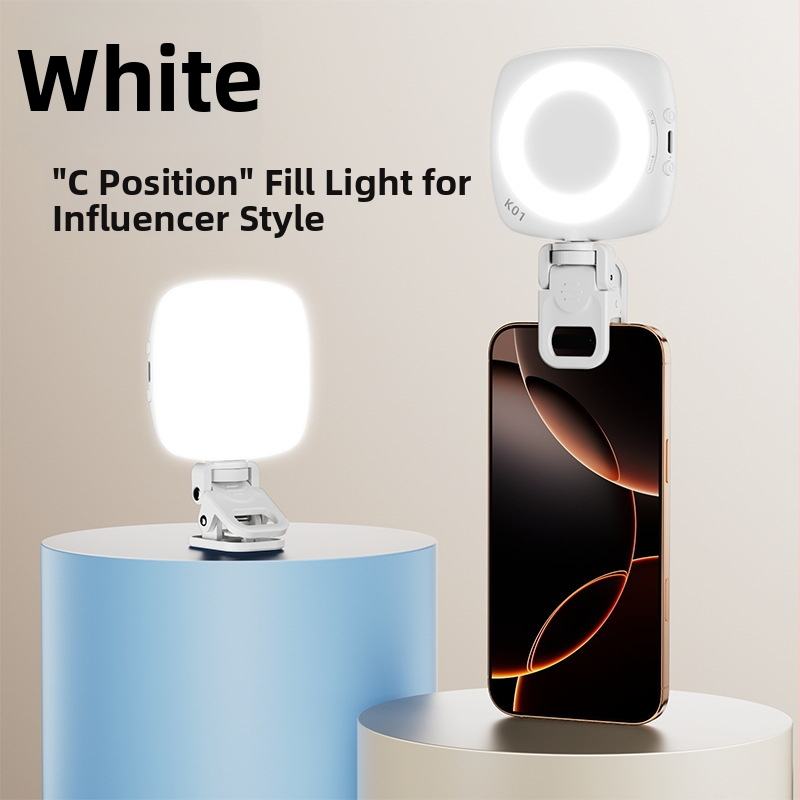 D6 мини светлина за селфи за мобилен телефон, ръчна, три температури на цвета, 3.7V, под 10W