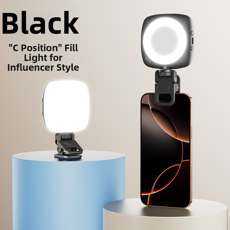 D6 мини светлина за селфи за мобилен телефон, ръчна, три температури на цвета, 3.7V, под 10W