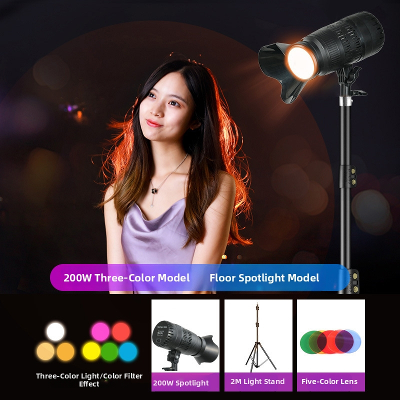 Profesionalus LED fotografijos apšvietimas tiesioginėms transliacijoms, trišvies spalvų kintamas apšvietimas, 3200K–6500K, reguliuojamas šviesumas, veikimo diapazonas 3 m