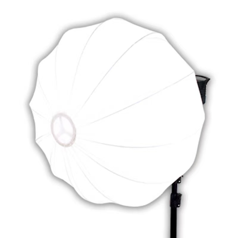 Nešiojama fotografijos šviesa su sferiniu difuzoriumi, E27 lizdas, 100W, 220V, 2700K šilta balta, veikimo nuotolis 3 m, reguliuojamas ryškumas ir spalvos temperatūra