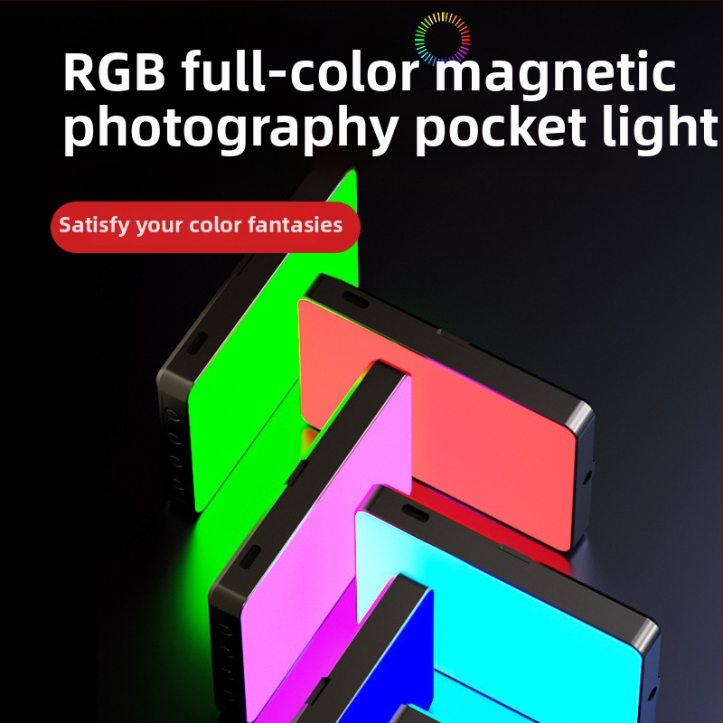 Prenosné RGB plnofarebné svetlo pre fotografovanie a video — magnetické LED svetlo na držanie, s 3 farebnými teplotami, model ZC-F06, 3,7V, menej ako 10W