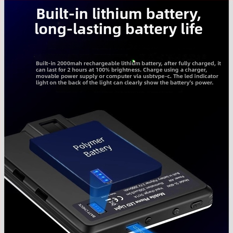 Mini svetlomet na doplnok pre telefón — prenosné LED svetlo s trojfarebným jemným svetlom, vstavaná batéria, režim držania v ruke, výkon pod 10W, na živé vysielanie a fotografovanie