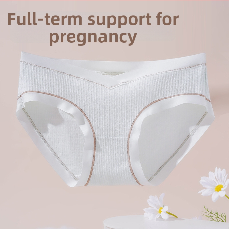 Tehotenské spodné prádlo – antibakteriálne, priedušné, podpora brucha; 100% bavlna, džakardová tkanina, nízky pás