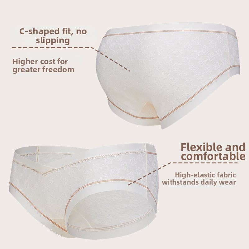 Tehotenské spodné prádlo – antibakteriálne, priedušné, podpora brucha; 100% bavlna, džakardová tkanina, nízky pás