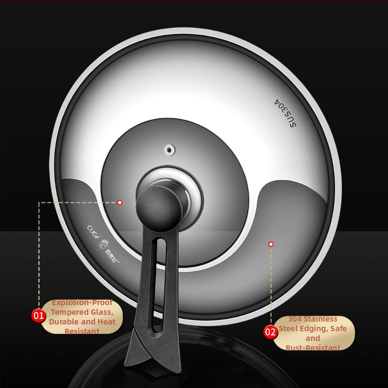 Poklop z nerezovej ocele 304 so skleneným krytom, vysokoteplotne odolný na varenie
