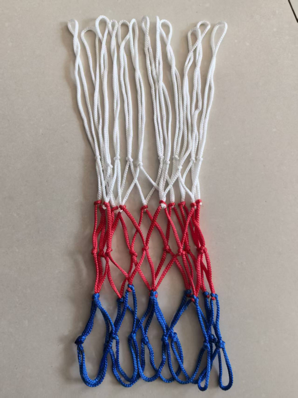 Basketbalová sieť pre vonkajšie použitie — zosilnená z nylonu, PP a polyesteru, možnosť prispôsobenia, značka Aerobics, hmotnosť 45 g, tlačené logo