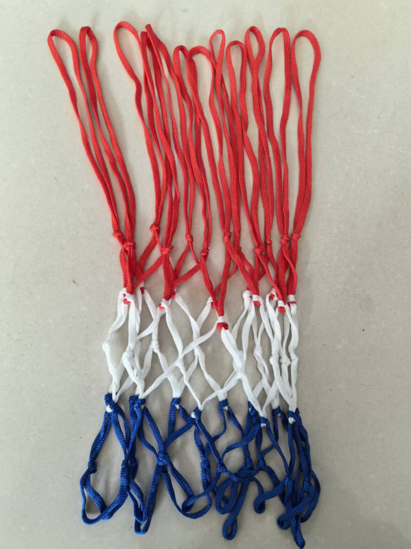 Basketbalová sieť pre vonkajšie použitie — zosilnená z nylonu, PP a polyesteru, možnosť prispôsobenia, značka Aerobics, hmotnosť 45 g, tlačené logo