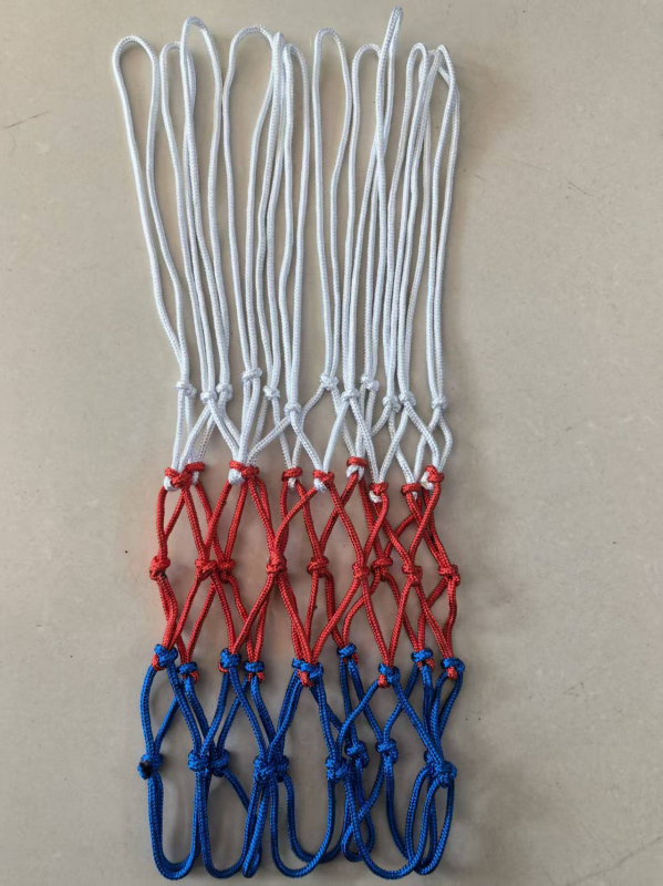 Basketbalová sieť pre vonkajšie použitie — zosilnená z nylonu, PP a polyesteru, možnosť prispôsobenia, značka Aerobics, hmotnosť 45 g, tlačené logo