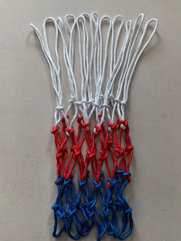 Basketbalová sieť pre vonkajšie použitie — zosilnená z nylonu, PP a polyesteru, možnosť prispôsobenia, značka Aerobics, hmotnosť 45 g, tlačené logo