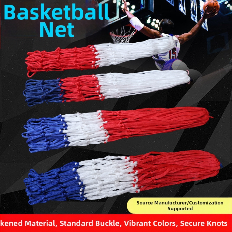 Basketbalová sieť pre vonkajšie použitie — zosilnená z nylonu, PP a polyesteru, možnosť prispôsobenia, značka Aerobics, hmotnosť 45 g, tlačené logo