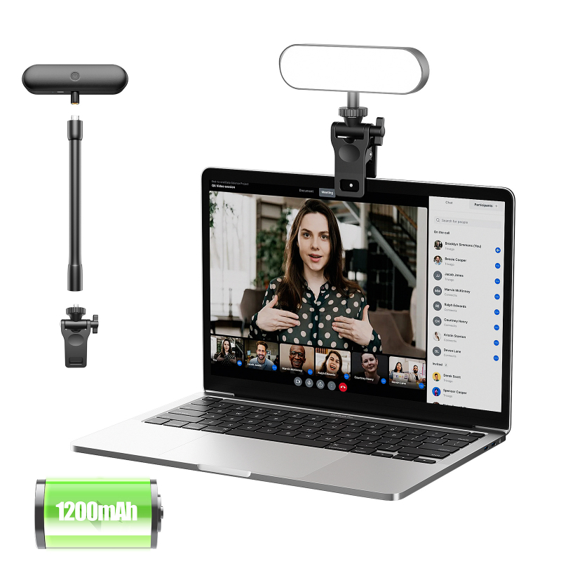 LED светлина за запълване BY04 за компютър — регулируема цветова температура 2500K–9900K, мощност под 10W, 5V, вградена батерия 1200mAh