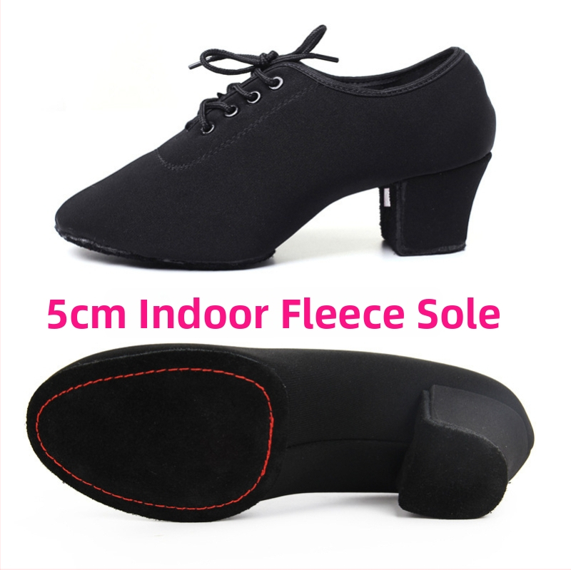 Dámske latinské tanečné topánky – stredný podpätok, gumená podrážka, vrchná časť z látky, pre dospelé tanečníčky