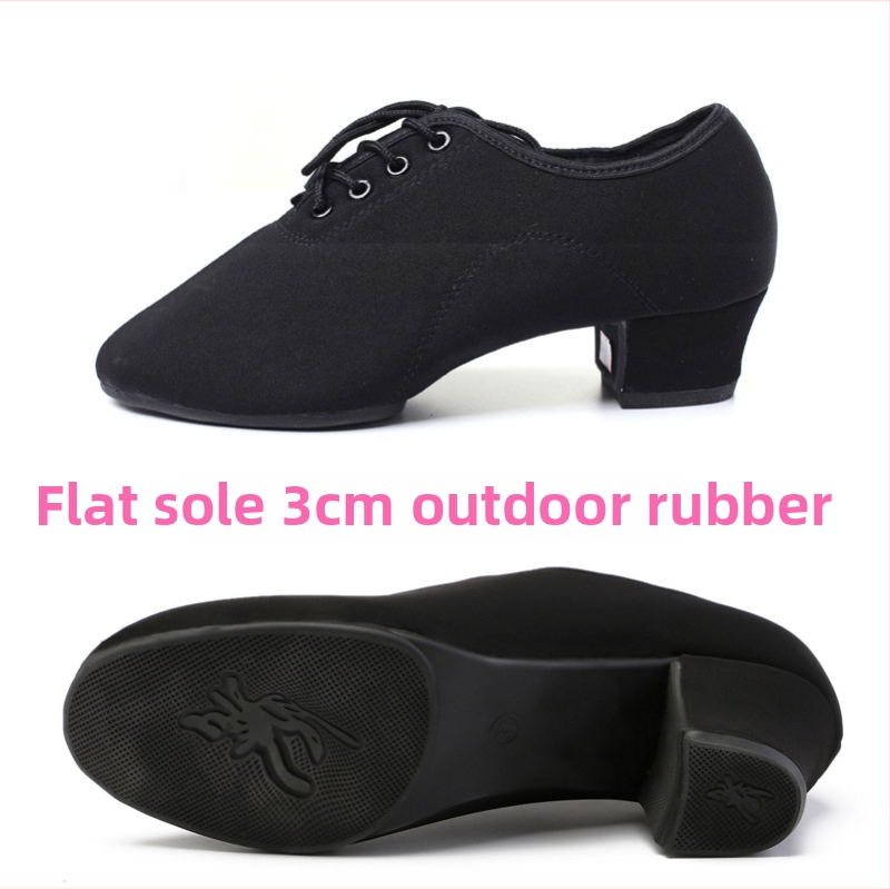 Dámske latinské tanečné topánky – stredný podpätok, gumená podrážka, vrchná časť z látky, pre dospelé tanečníčky
