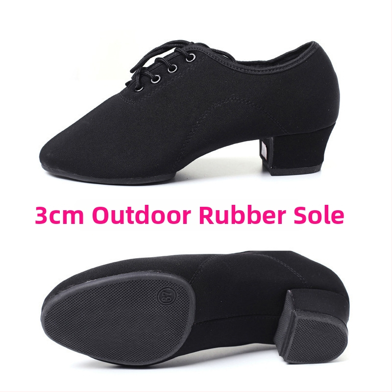 Dámske latinské tanečné topánky – stredný podpätok, gumená podrážka, vrchná časť z látky, pre dospelé tanečníčky