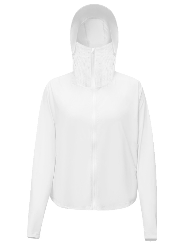 Jachetă feminină scurtă din nylon, cu glugă, UPF50+ UV protecție, respirabilă, ultra ușoară, evacuează umezeala