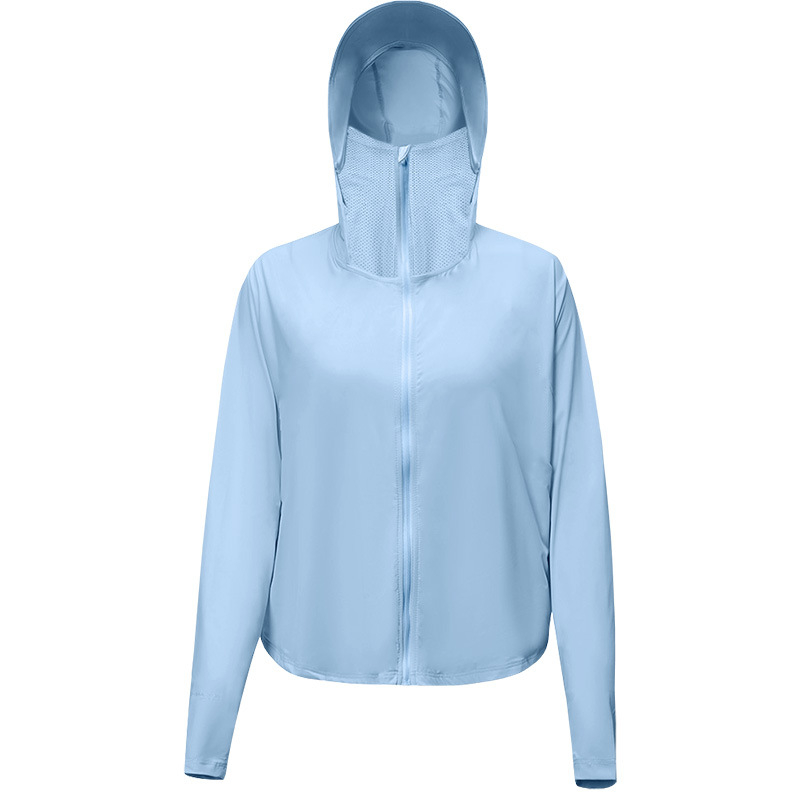 Jachetă feminină scurtă din nylon, cu glugă, UPF50+ UV protecție, respirabilă, ultra ușoară, evacuează umezeala