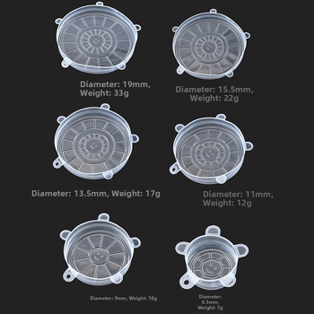 Silikónové pružné kryty na potraviny - 6-dielna súprava, viacúčelové kryty čerstvosti ovocia