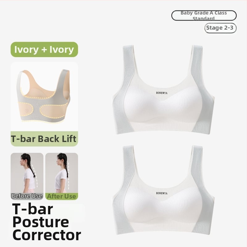 Бюстгалтер за подрастващи; материя: найлон/полиамид; подплата: найлон/полиамид; чашки: пълни; формовани чашки: ултра тънки; презрамки: фиксирани двойни