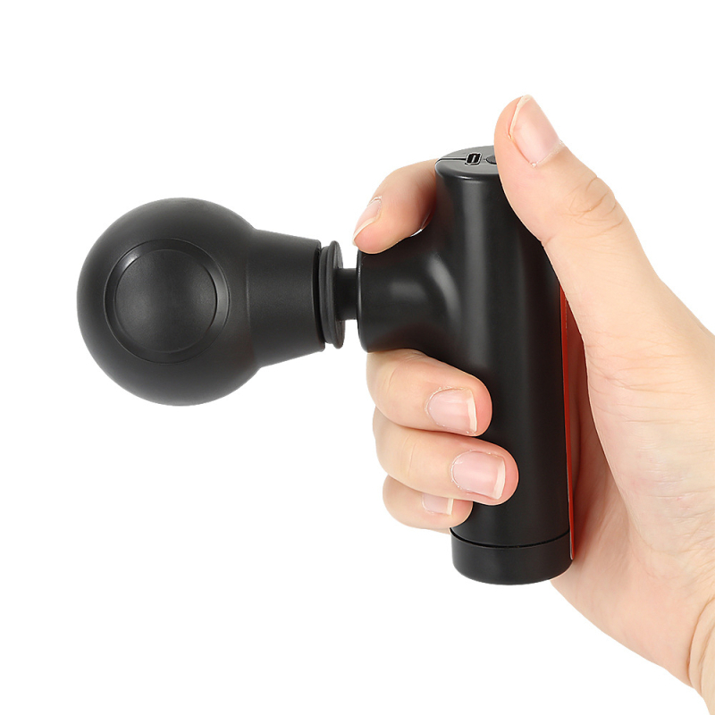 Mini prenosná masážna pištoľ s bezkartáčovým motorom, 4 rýchlosti, 1 nadstavca, výdrž batérie 1–3 h, hluk do 36 dB