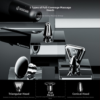 Fascia Gun s vysokofrekvenčnou vibráciou — bezkartáčový motor, mini prenosný, 5+ rýchlostí, 3 masážne hlavy, vstavaná batéria 300–500 mAh, výdrž 1–3 h
